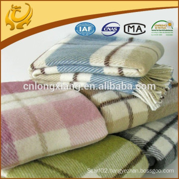 Irish Cashmere Feeling Wool Blankets, Various Color Checked Woven Pattern Twill Merino Wool Throw